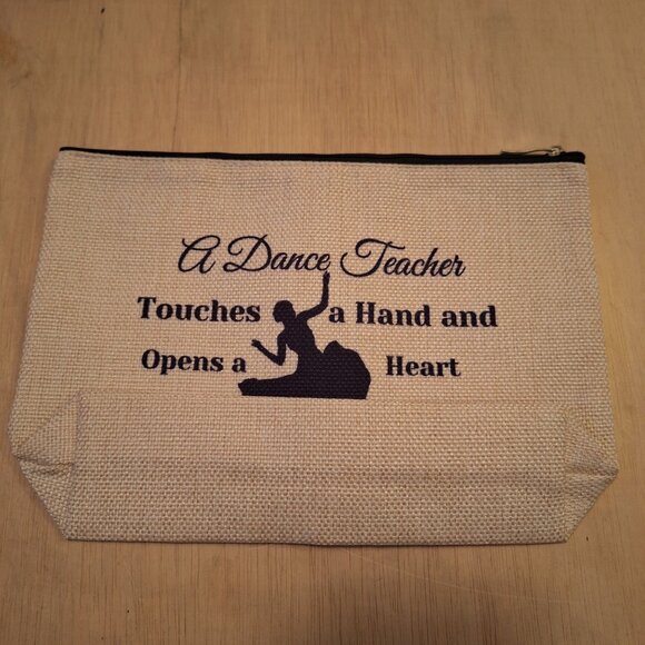 Dance Teacher Gift Canvas Zipper Pouch Touches Hand Opens Heart Makeup Snacks - Picture 3 of 5